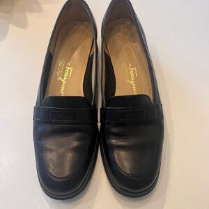 Salvatore Ferragamo Black Flats & Loafers with Smooth Leather and Rounded Toe